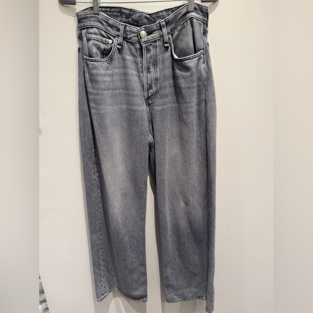 rag & bone Slate Grey Acid Wash Denim Wide Leg Baggy Jeans Size 29 Women’s